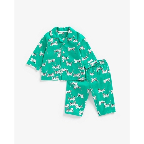 Boys Full Sleeves Pyjamas Tiger Stripe-Green