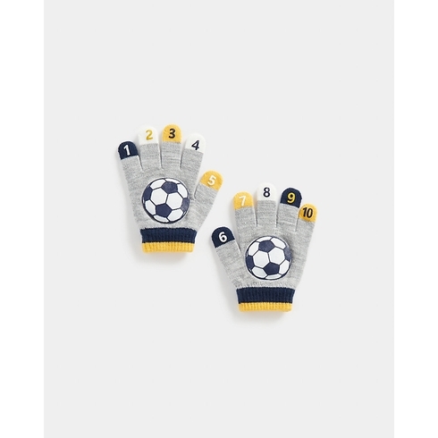 Boys Gloves Football Design-Grey