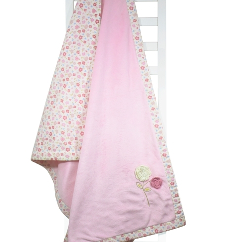 Abracadabra vintage floral plush blanket pink