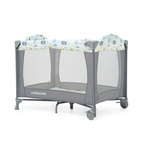 Mothercare classic elephant baby travel cot grey