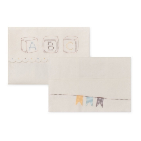 Mothercare teddy's toy box flat cot bed sheets cream pack of 2