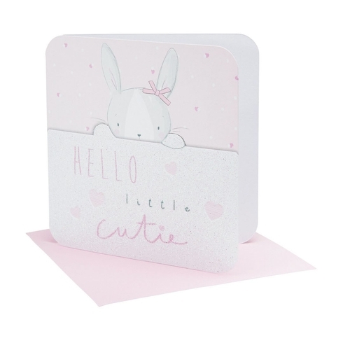 Mothercare my first baby girl bunny card pink