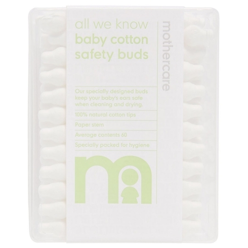 Mothercare safety cotton buds with paper stem white - 60 pcs