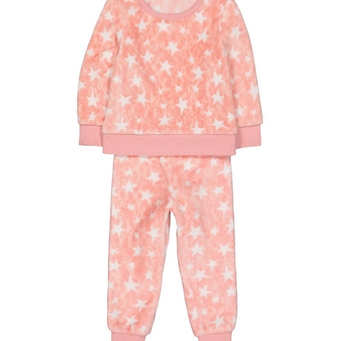 Girls Full Sleeves Pyjamas Star Print - Pink