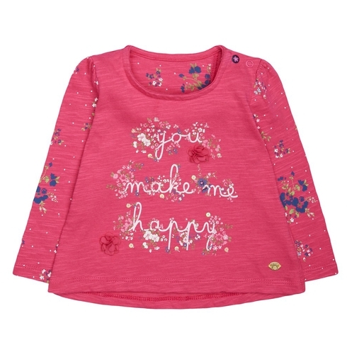 Pink Floral Happy T-Shirt