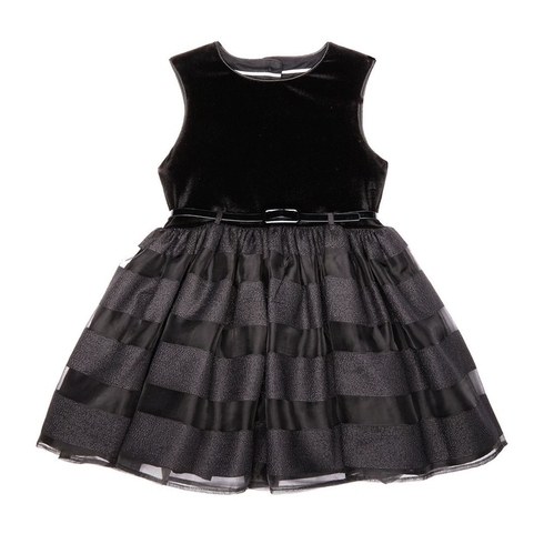 Black Velvet Stripe Dress