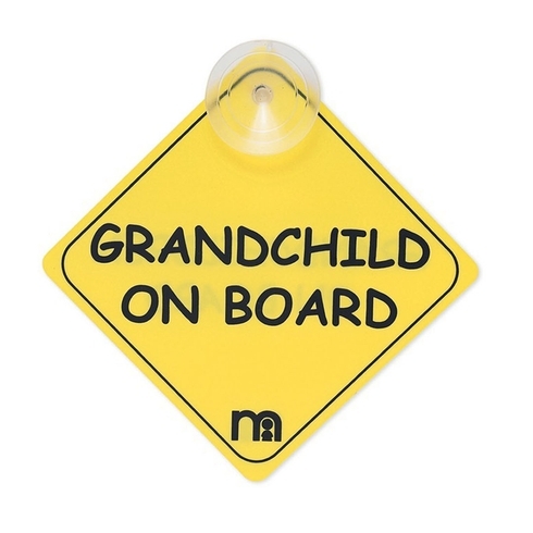 Mothercare grandchild on board sign yellow