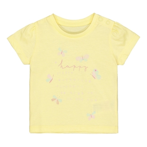 Girls Half Sleeves T-Shirt Text Print - Yellow