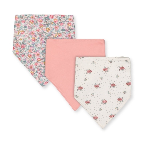 Girls Bibs Floral Print - Pack Of 3 - Pink White