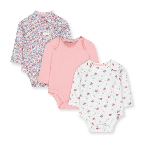 Floral And Pink Wrap Bodysuits - 3 Pack