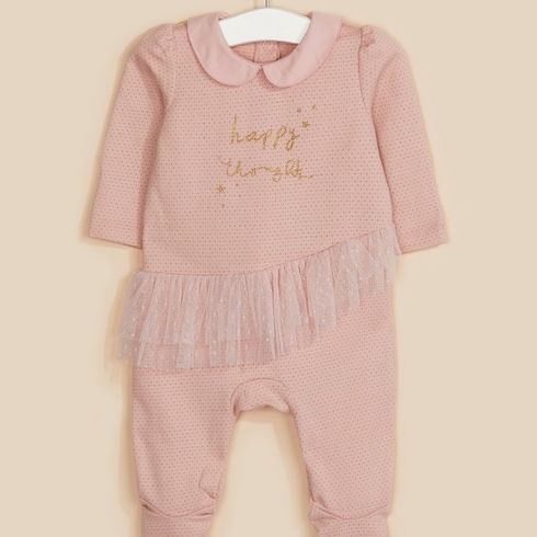 Pink Happy Thoughts Frill All In One