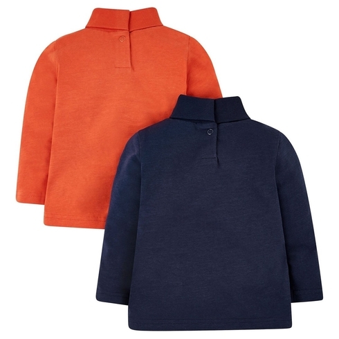 Navy Dinosaur And Orange Roll-Neck Jumpers - 2 Pack