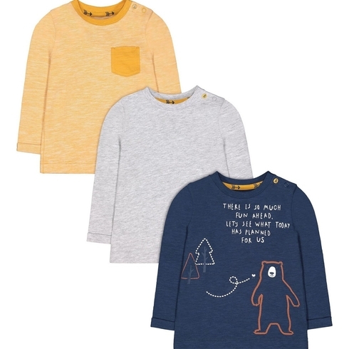 Navy Bear, Yellow And Grey T-Shirts - 3 Pack