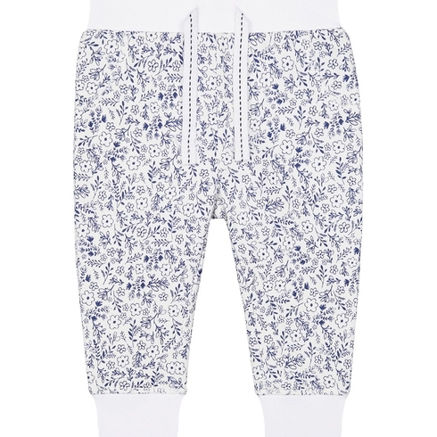 White And Blue Ditsy Floral Joggers