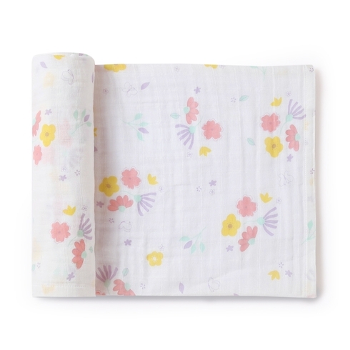 Mila baby floral bloom muslin swaddle pink