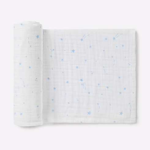 Mila baby shooting stars muslin swaddle blue
