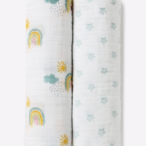 Mila baby rainbow rows swaddle multicolor pack of 2