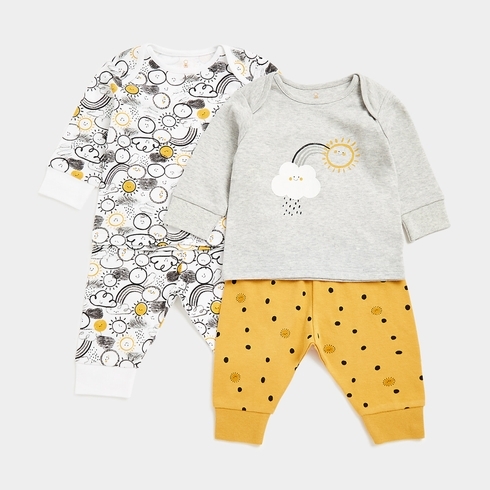 Mothercare Unisex Full Sleeves Pyjama-Pack of 2-Multicolor