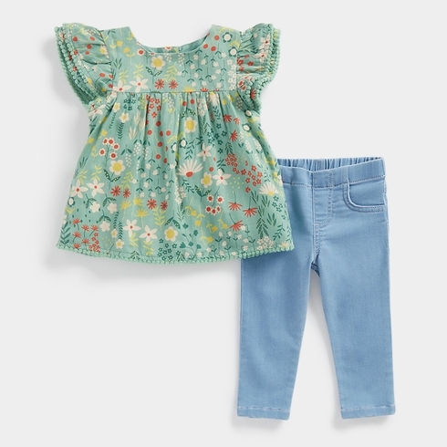 Mothercare Girls Short Sleeve Trouser Set -Multicolor