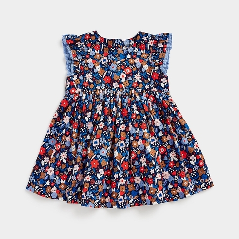 Mothercare Girls Short Sleeve Floral Print Casual Dress -Multicolor