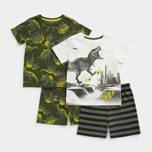 Mothercare Boys Half Sleeve Dino deisgn Pyjama-Pack of 2-Multicolor