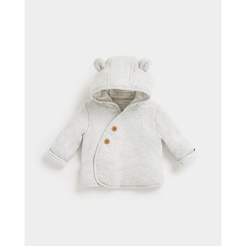 Unisex Full Sleeves Jacket 3D Hooded-Grey
