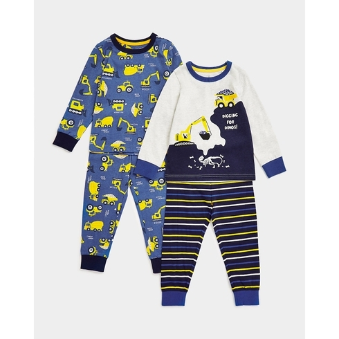Boys Full Sleeves Pyjama Sets -Pack of 2-Blue