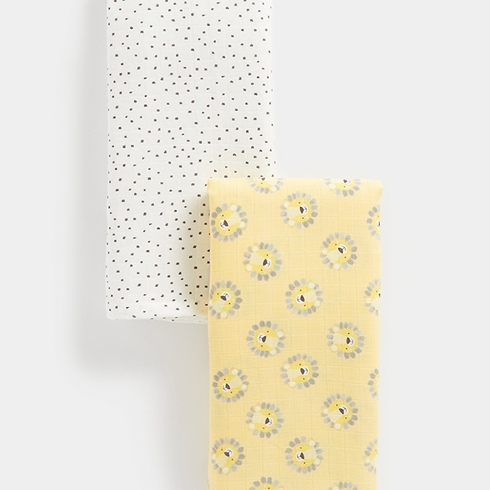 Mothercare Lion Extra-Large Muslins Multicolor Pack of 2