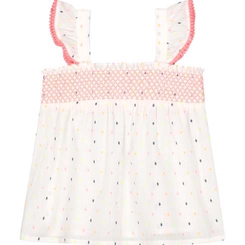 Girls Sleeveless Lace Details Top - White