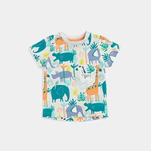 Mothercare Boys Half-Sleeves Jungle Print T-Shirt -Multicolor