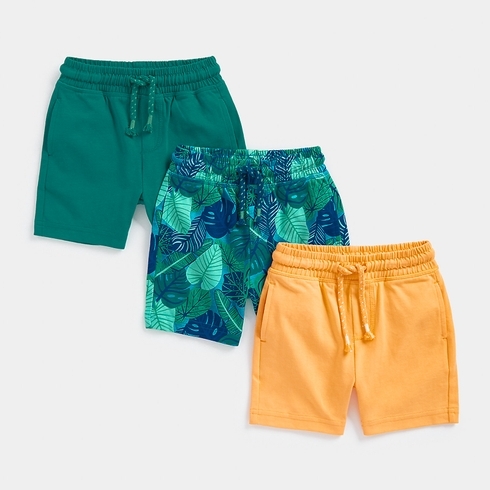Mothercare Boys Jungle Print Shorts-Pack of 3-Multicolor