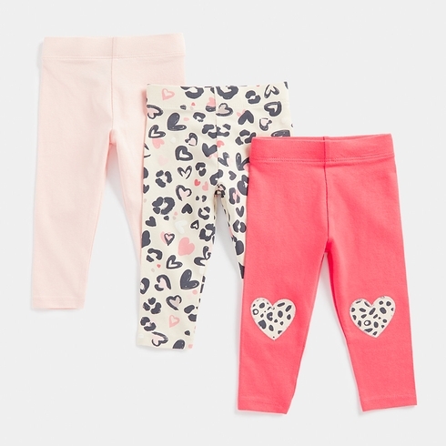 Mothercare Girls Leopard Print Jogger-Pack of 3-Multicolor