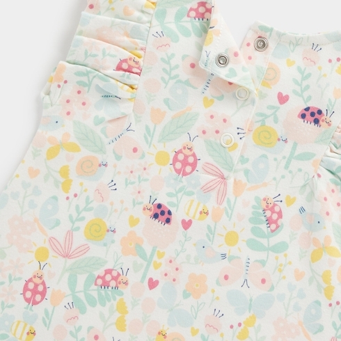 Mothercare Unisex Half Sleeves Busy Garden Romper-Pack of 2-Multicolor