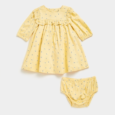 Mothercare Unisex Full Sleeves Casual Dress -Yellow