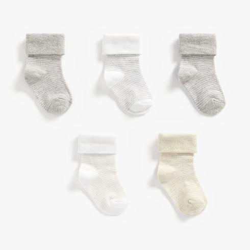 Mothercare Boys Striped Socks-Pack of 5-Grey