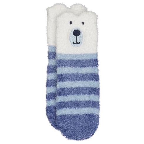 Boys Stripe Bear Socks - Blue