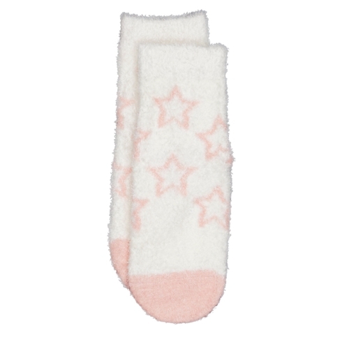 Girls Fluffy Star Socks - Pink