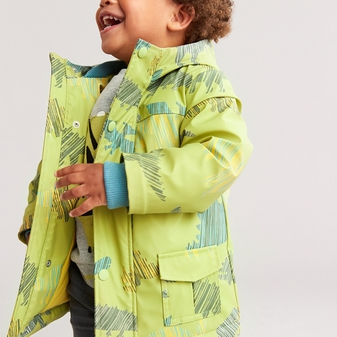 Mothercare Boys Dinosaur Full Sleeves Rubberised Jacket -Green