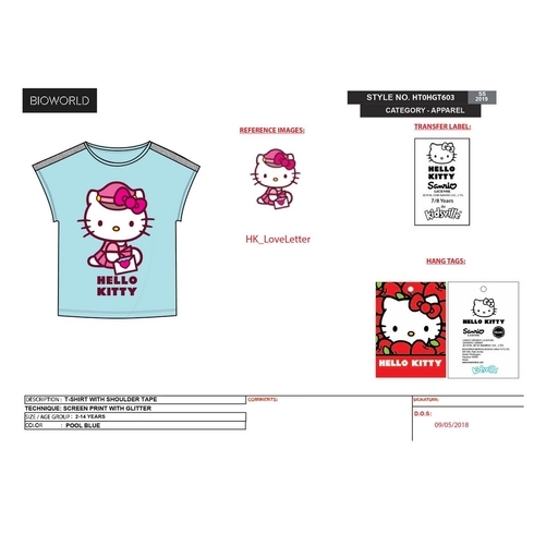 Kidsville Girls Half sleeves Round neck tee Kitty-Blue