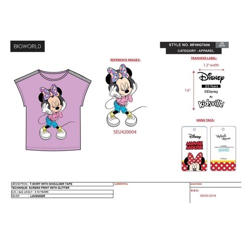 Kidsville Girls Half sleeves Round neck tee Minnie mouse-Lilac