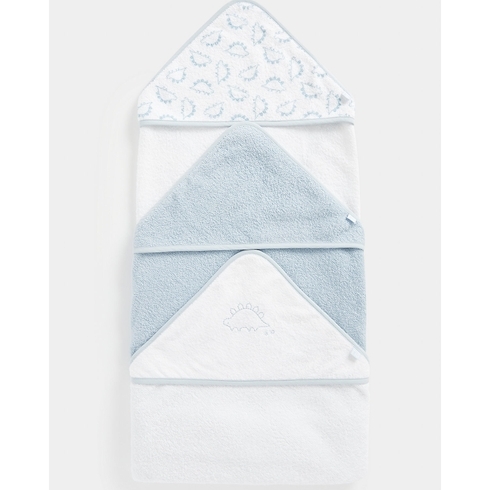 Mothercare Dino Cuddle and Dry Hooded Towels Blue Pack of 3
