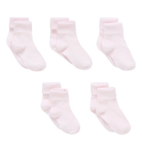 Girls Turn -Over -Top Socks - Pack Of 5 - Pink