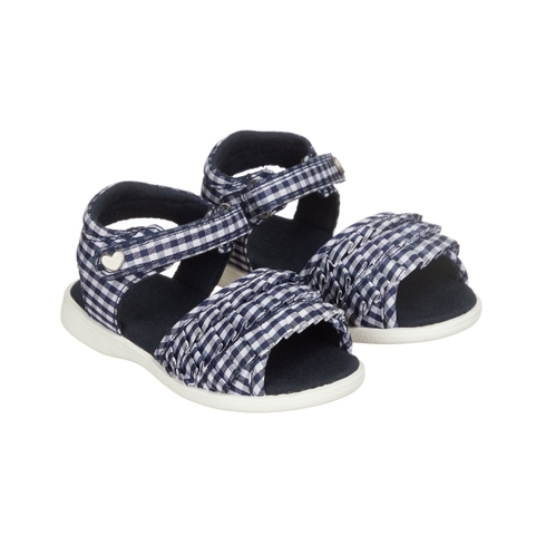 Girls Gingham Ruffle Sandal - Navy
