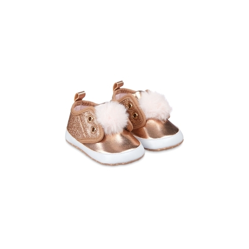 Sparkly Rose-Gold Pom Pram Trainers