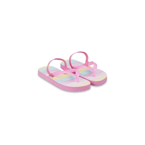 Pink Striped Flip Flops With Ankle Strap