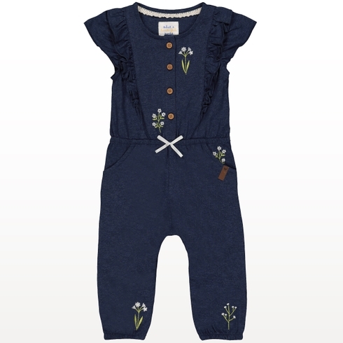 Navy Floral Embroidered Jumpsuit
