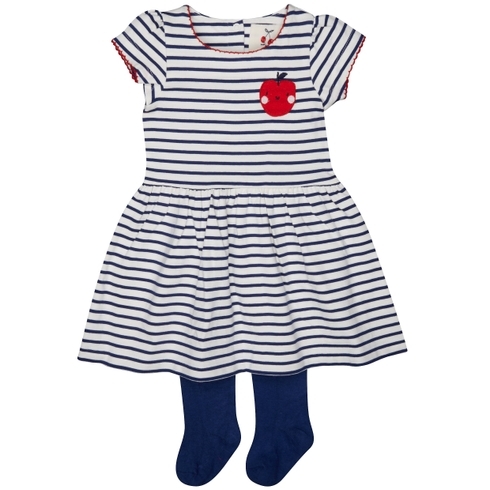 Navy Striped Dress With Tights