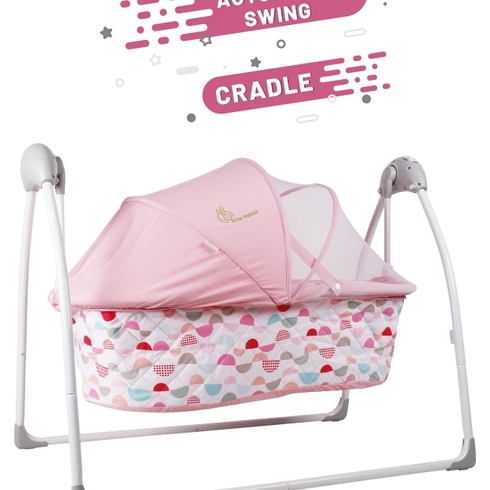R for Rabbit Lullabies Auto Swing Baby Cradle Pink