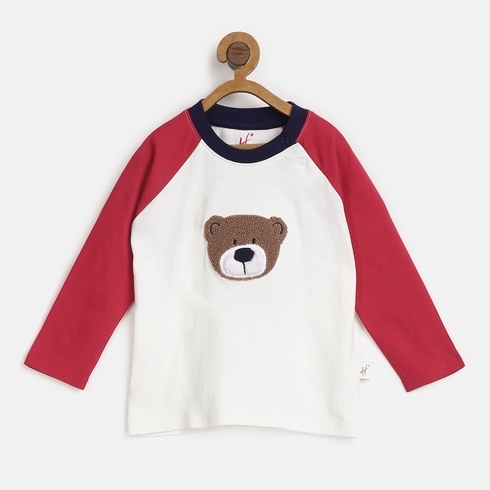 H by Hamleys Boys Full Sleeve Tee & Bottom Set Bear Design-Multicolor