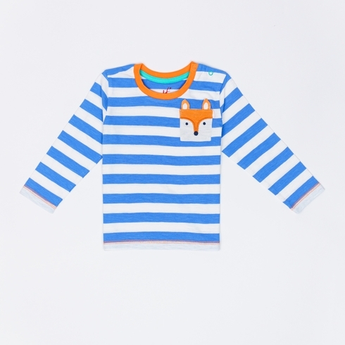H by Hamleys Boys Full Sleeve T Shirt Striped Fox-Multicolor